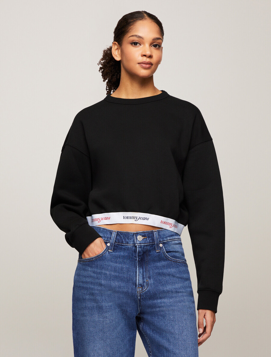 kastenförmig geschnittenes sweatshirt mit logo-unterbrustband